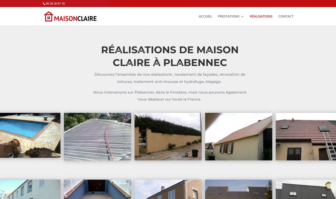 Réalisation du site web Maison Claire par CreaWebsense
