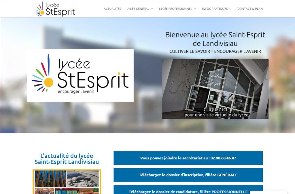 Réalisation du site web Lycée Saint-Esprit à Landivisiau par CreaWebsense Douarnenez
