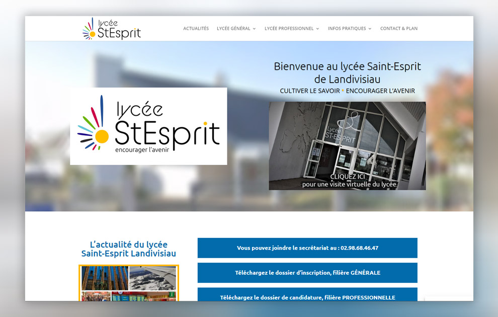 Réalisation du site web Lycée Saint-Esprit à Landivisiau par CreaWebsense Douarnenez
