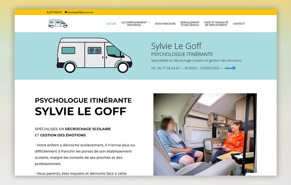 Site internet de Sylvie Le Goff psychologue itinérante Douarnenez